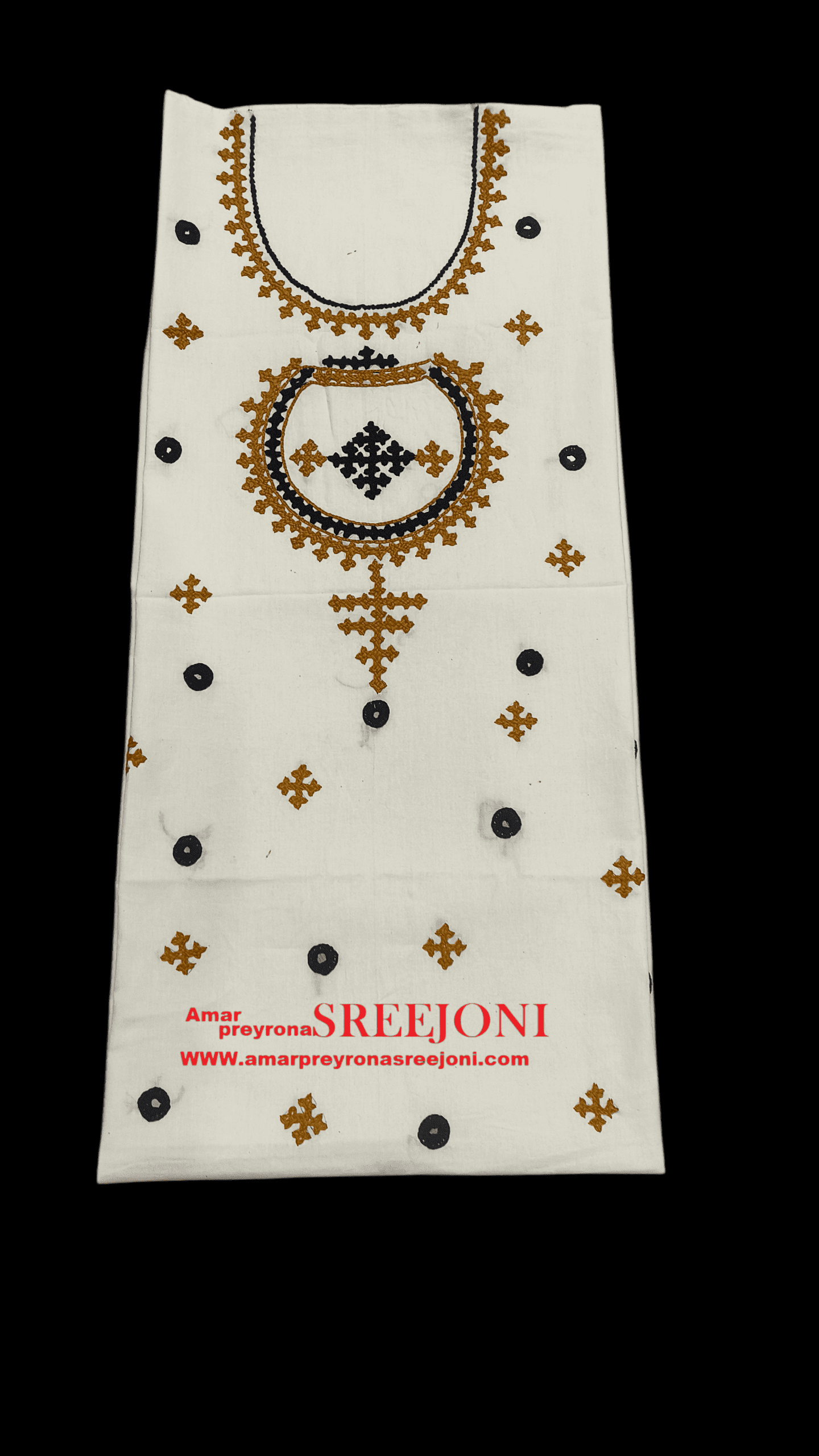 A Very beautiful Hand Embroided Pure cotton Gujrati Work Off White Color 3miter's Kurti Piece Usable For Women And Girls