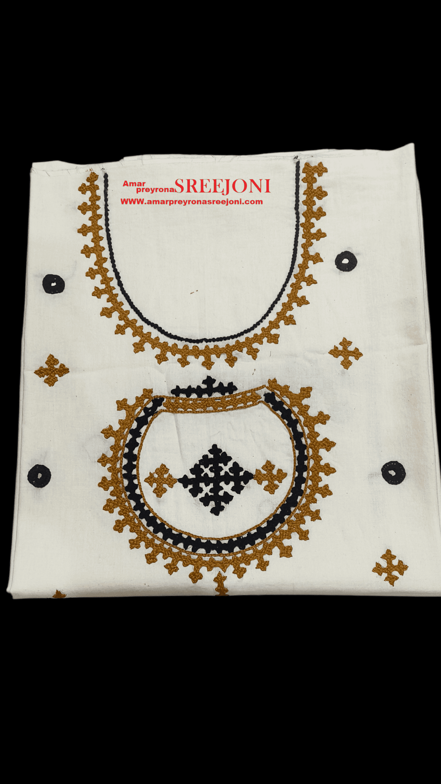 A Very beautiful Hand Embroided Pure cotton Gujrati Work Off White Color 3miter's Kurti Piece Usable For Women And Girls