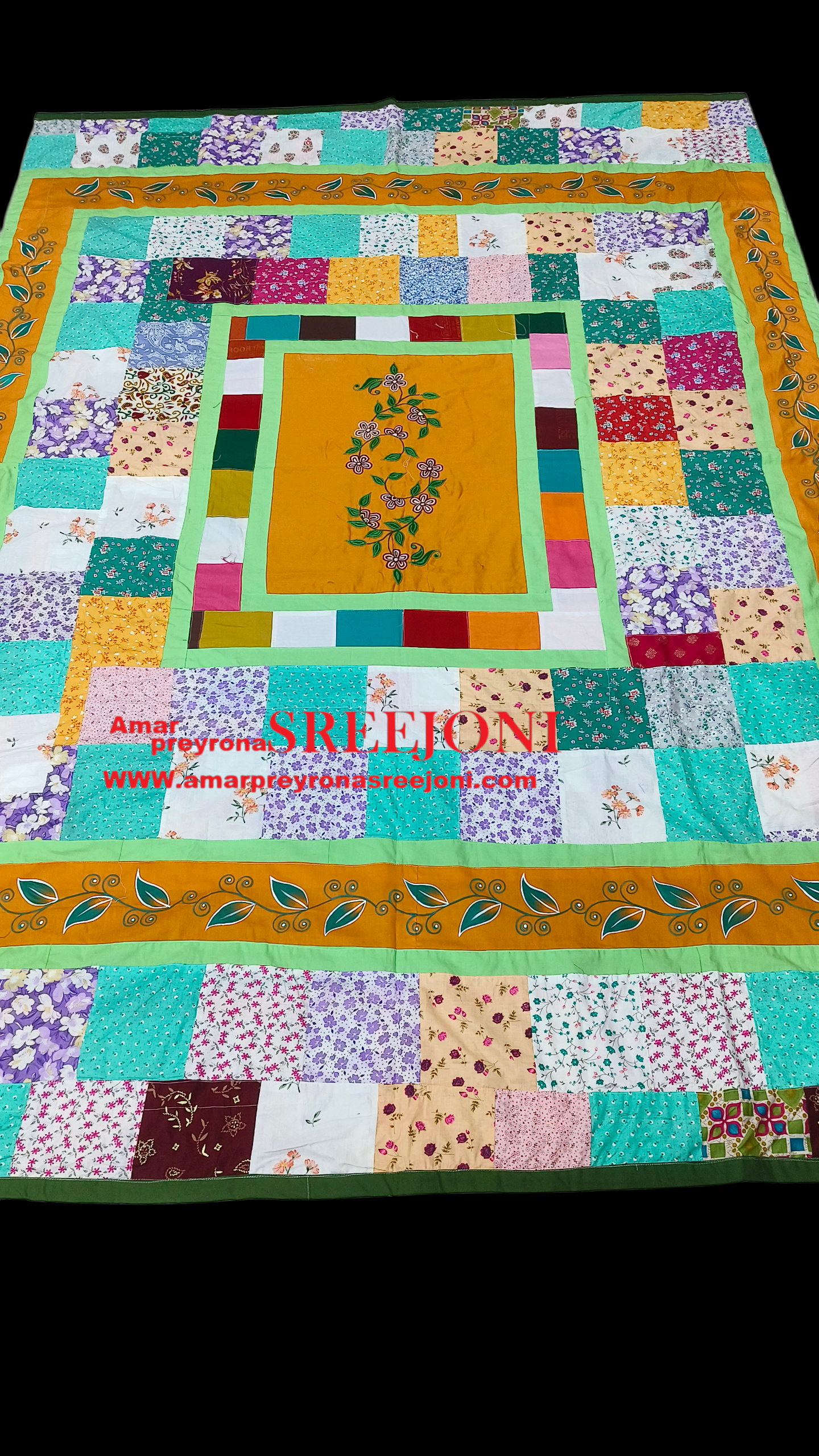 Multicolored Pure Cotton Long Hand Made Fabric Work And Hand Embroidery Kantha