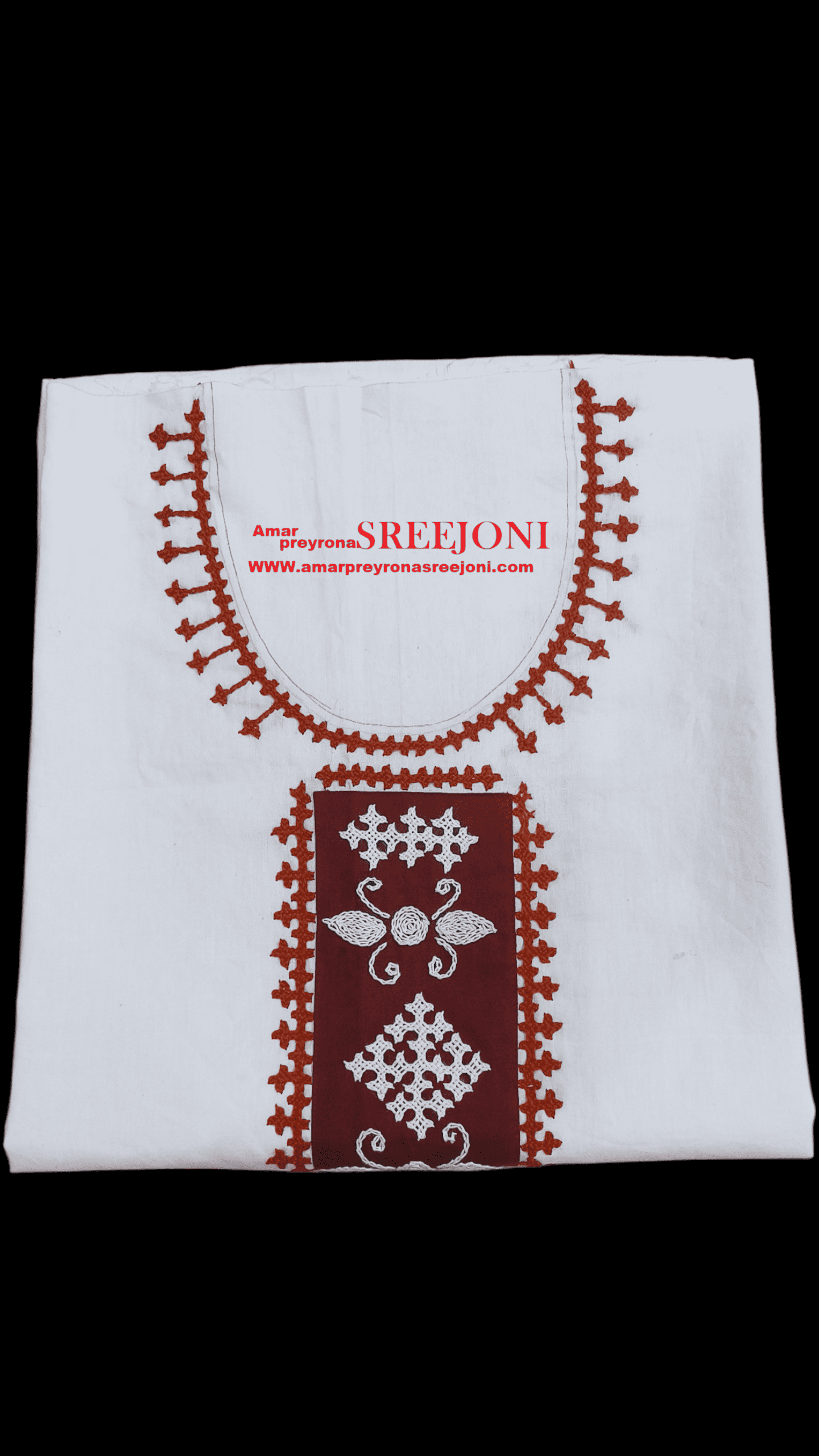 Hand Embroided Pure Cotton Off White Color Long 3miter Fabric Kurti piece Usable For Woman And girls