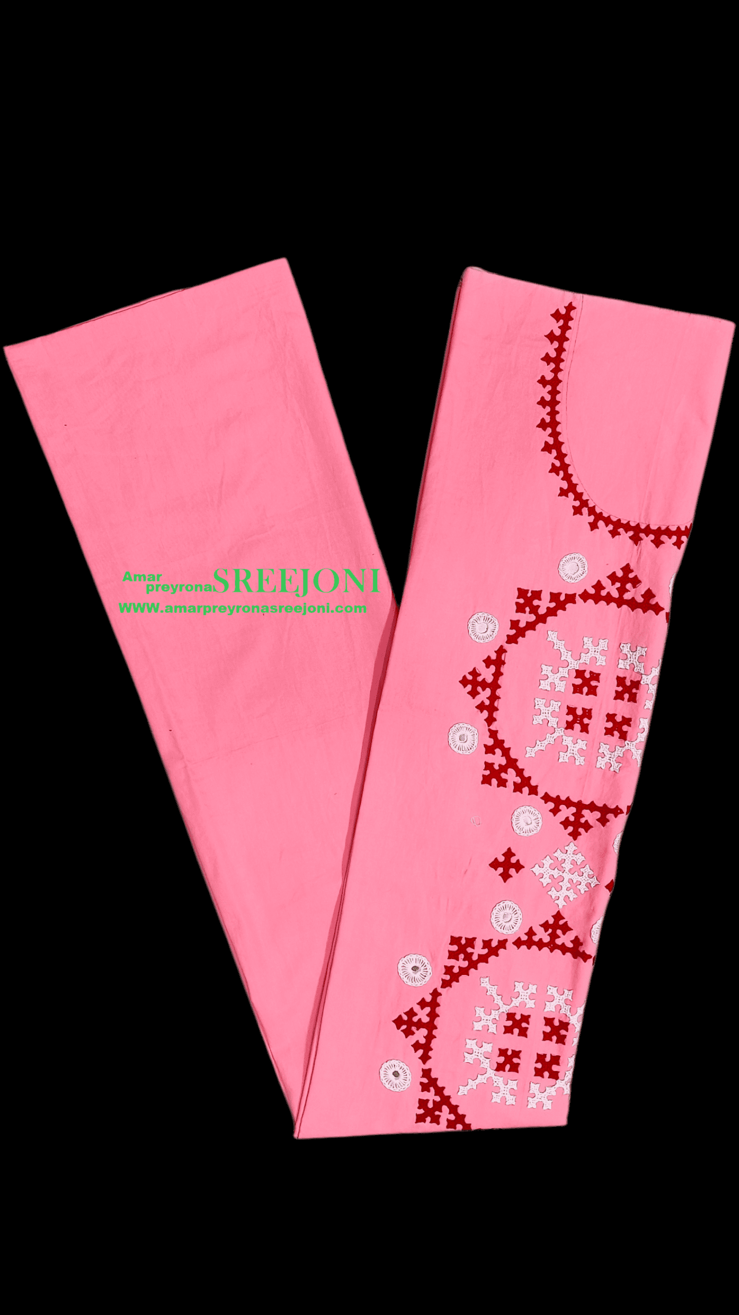 Pure cotton Hand embroided soft and breathable daily wear & Office use Pink Color Designer unstitched material Kurti piece 3 miter