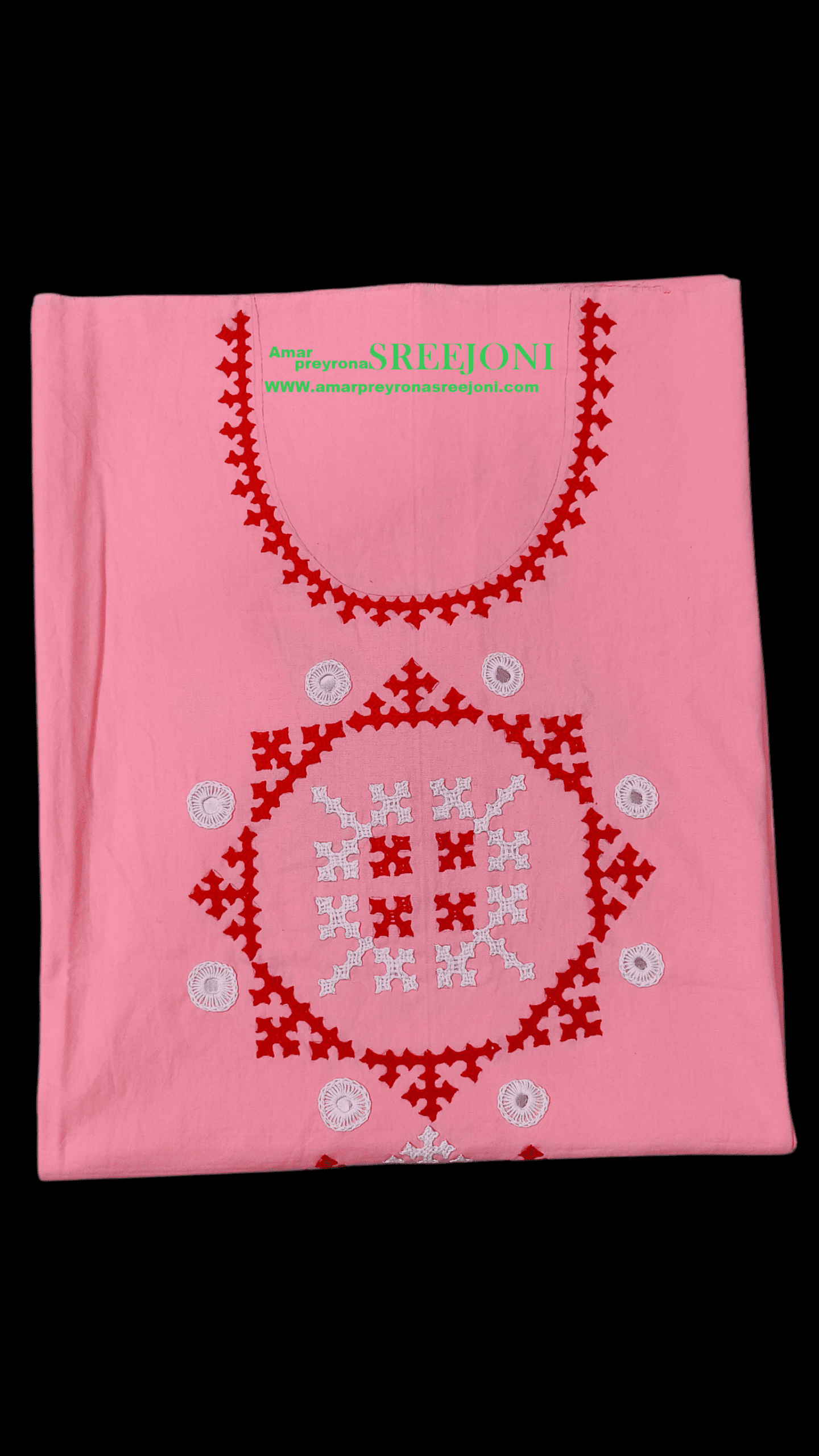 Pure cotton Hand embroided soft and breathable daily wear & Office use Pink Color Designer unstitched material Kurti piece 3 miter