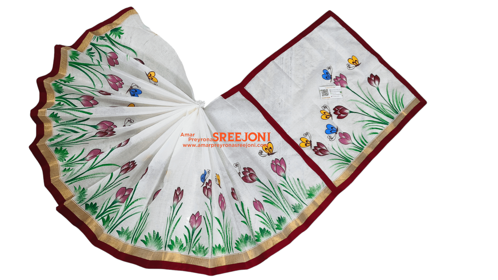 Hand painted Pure Cotton Febric Work Multicolor Baby Saree