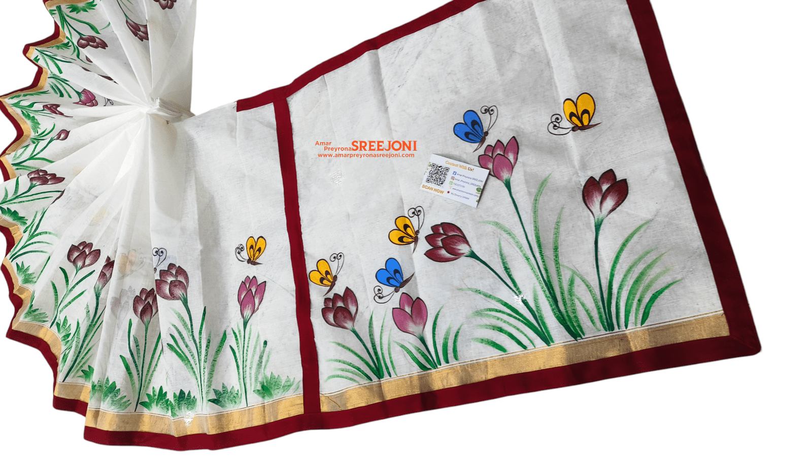Hand painted Pure Cotton Febric Work Multicolor Baby Saree