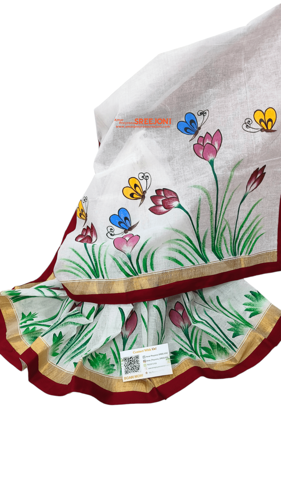 Hand painted Pure Cotton Febric Work Multicolor Baby Saree