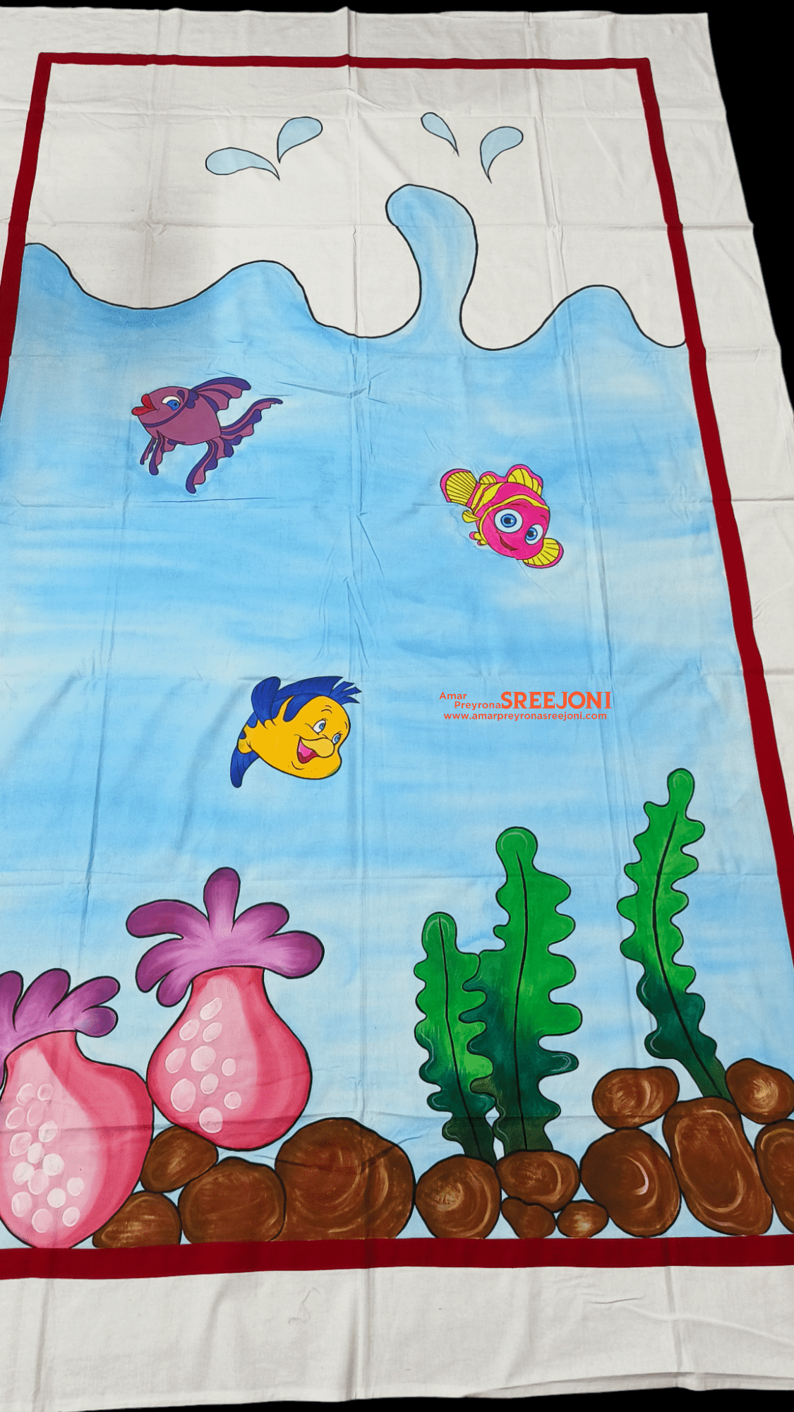 Hand Painted Pure Cotton Febric Work Multicolor Single Bedsheet For Baby Girl And Baby Boy