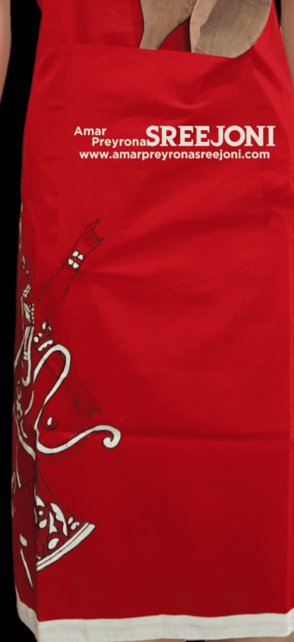 Hand painted Pure Cotton  Febric Work Apron For Chefs color Red