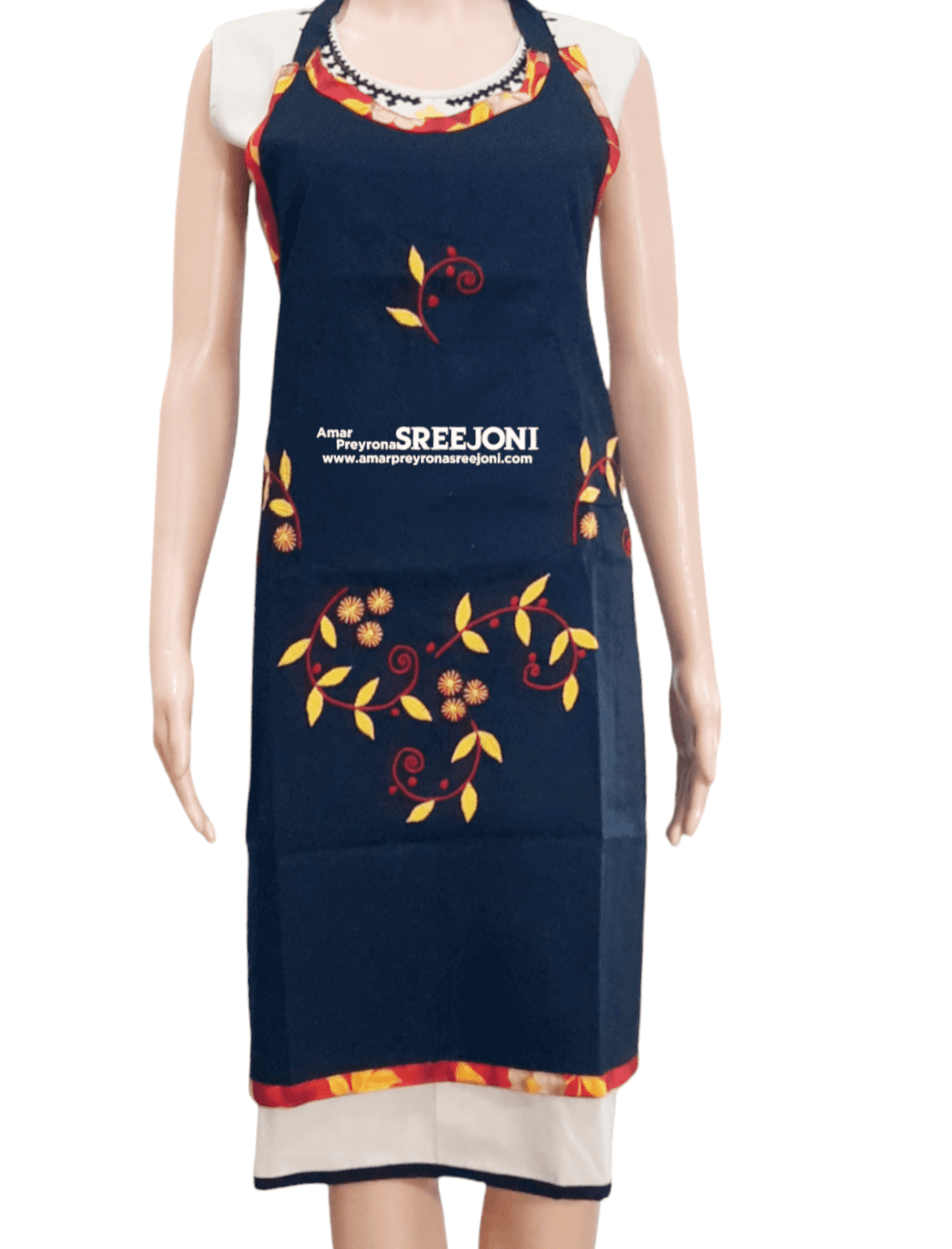 Hand Embroidery Pure Cotton Black Color Apron For Chef