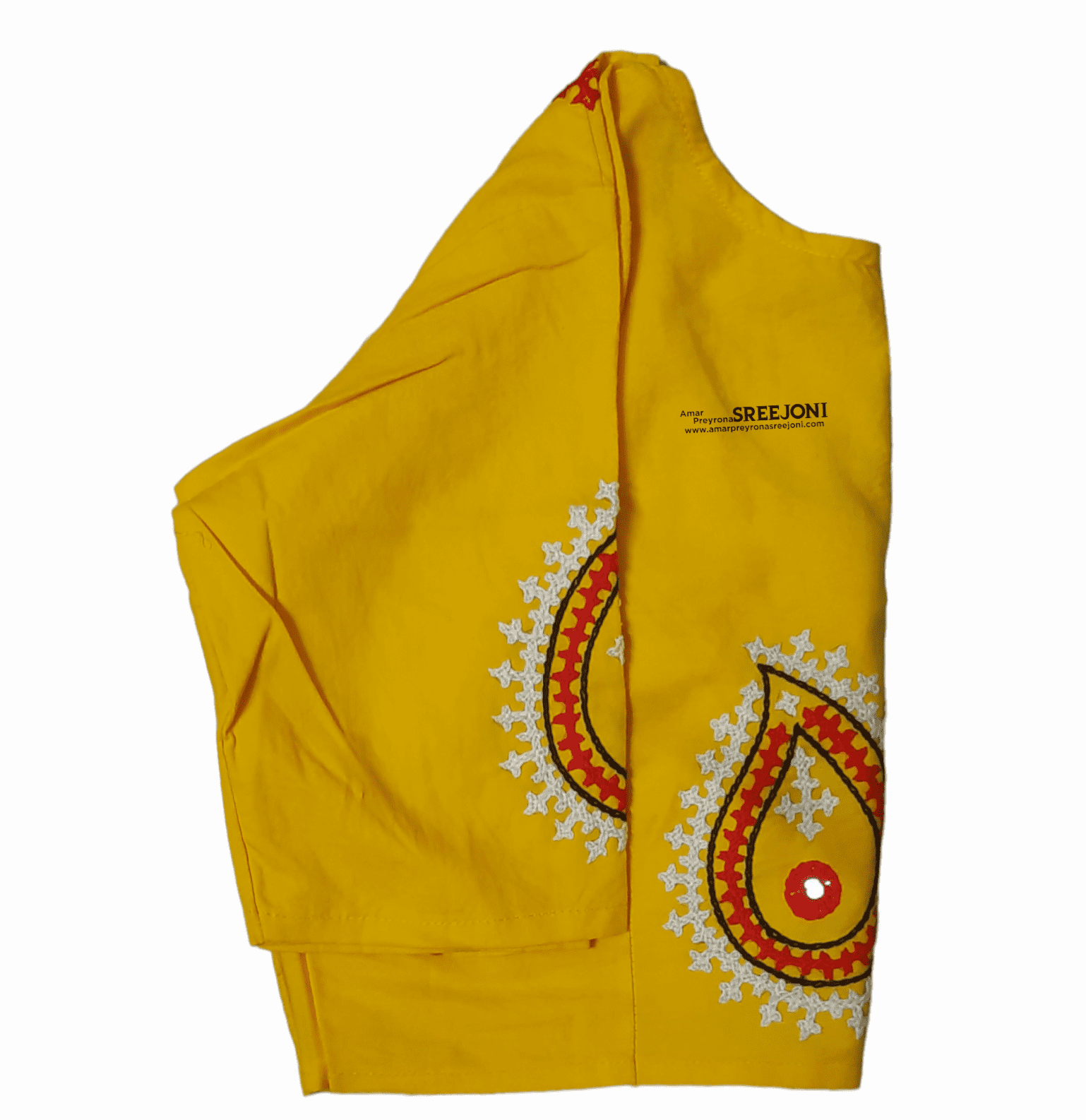 Hand Embroidery Pure Cotton Yellow Color U-neck Blouse For Women And Girls