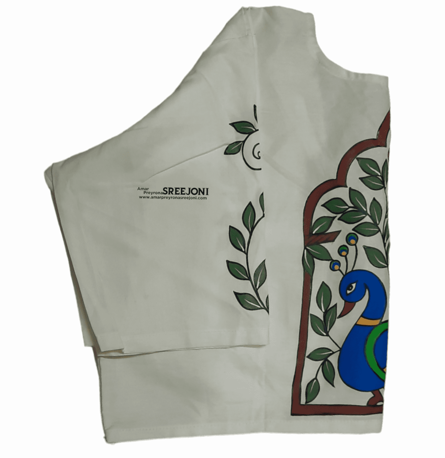 Hand Painted Pure Cotton Febric Work White Color v-neck Blouse