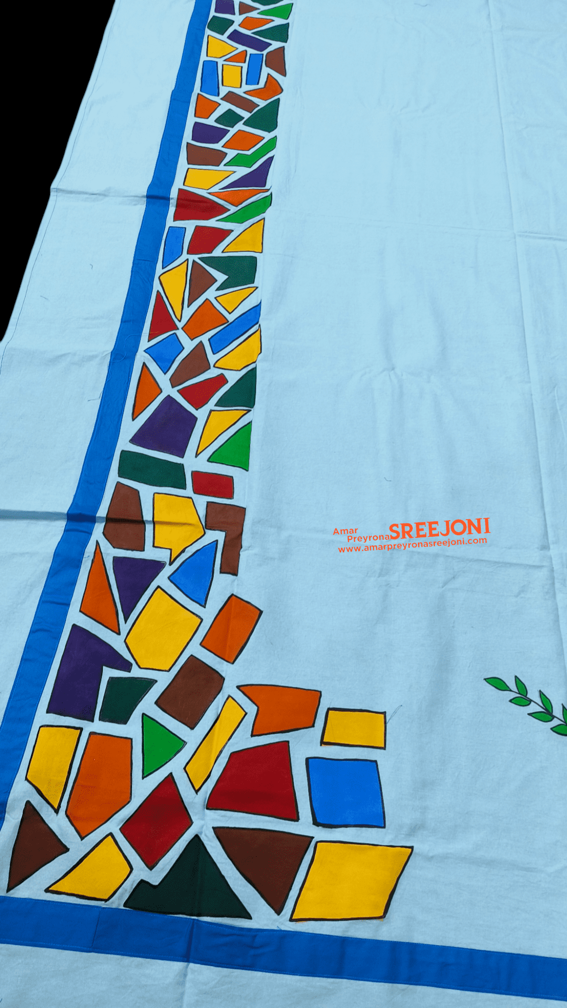 Hand Painted Pure Cotton Single Bedsheet White,Red,Green,Blue Color Combination For Baby Girl And Baby Boys