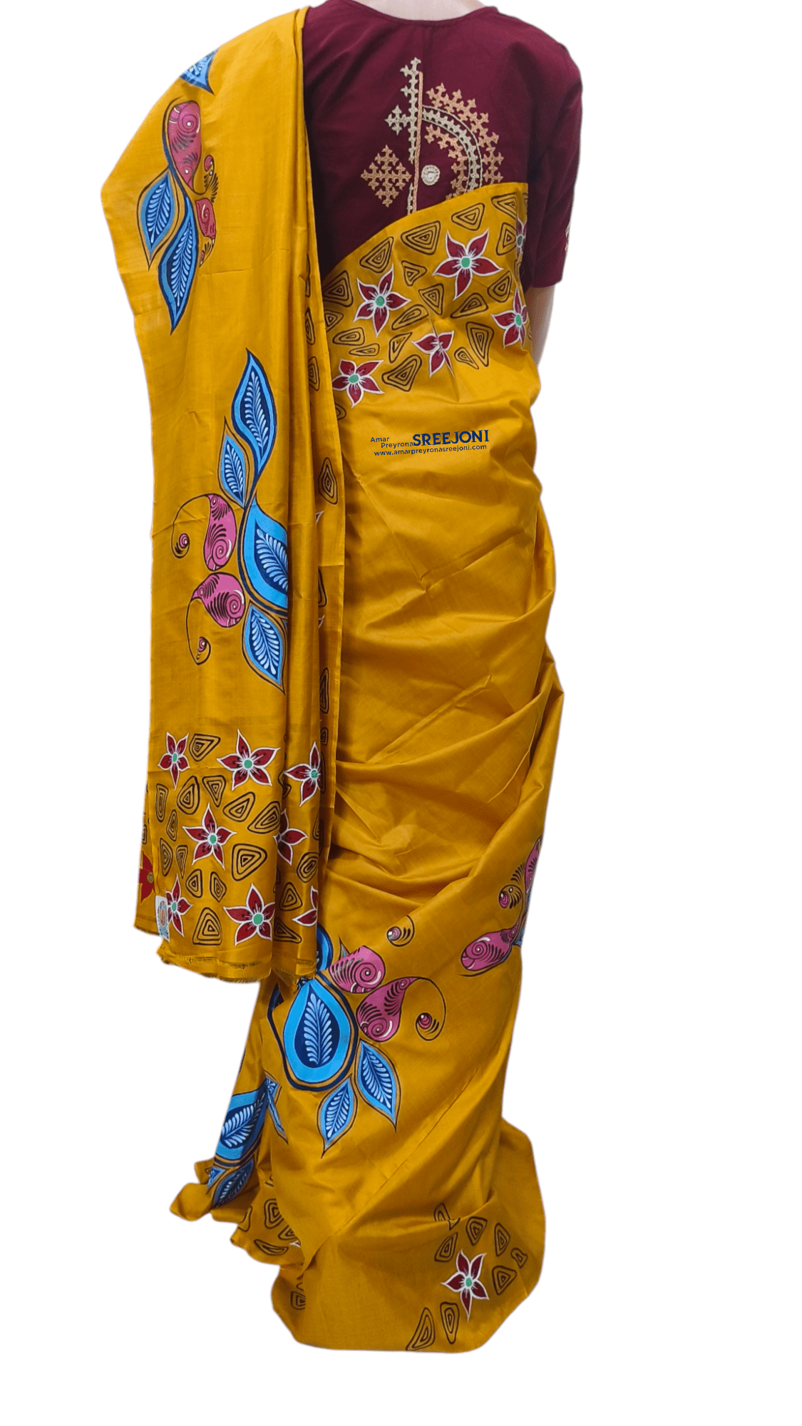 Hand Painted Pure Bishnupuri  Silk Febric Work Beautyful Saree For And Girls