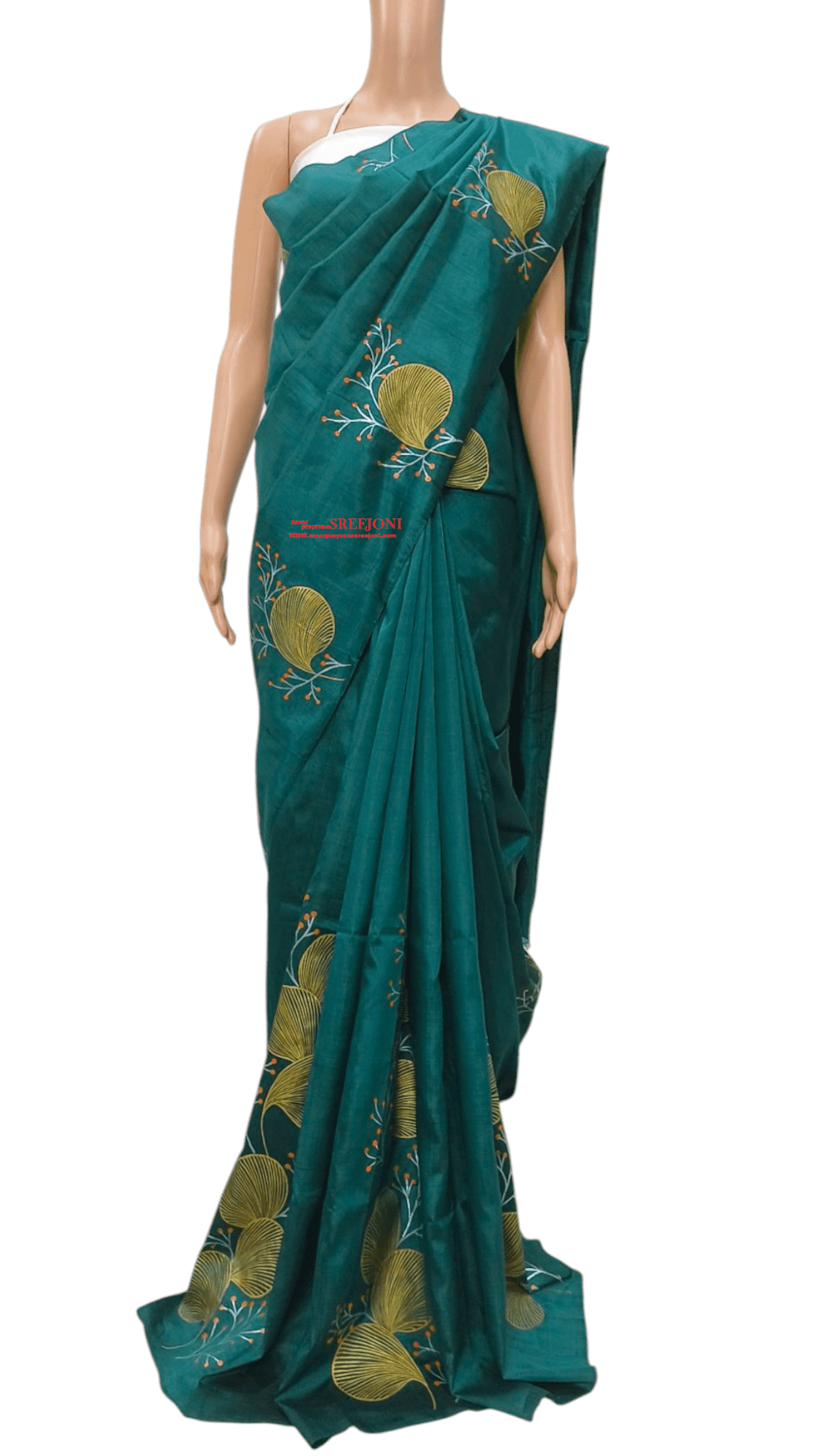 A Beautiful Hand Painted Febric Work Pure BishnuPuri Silk  Saree For Women And Girls