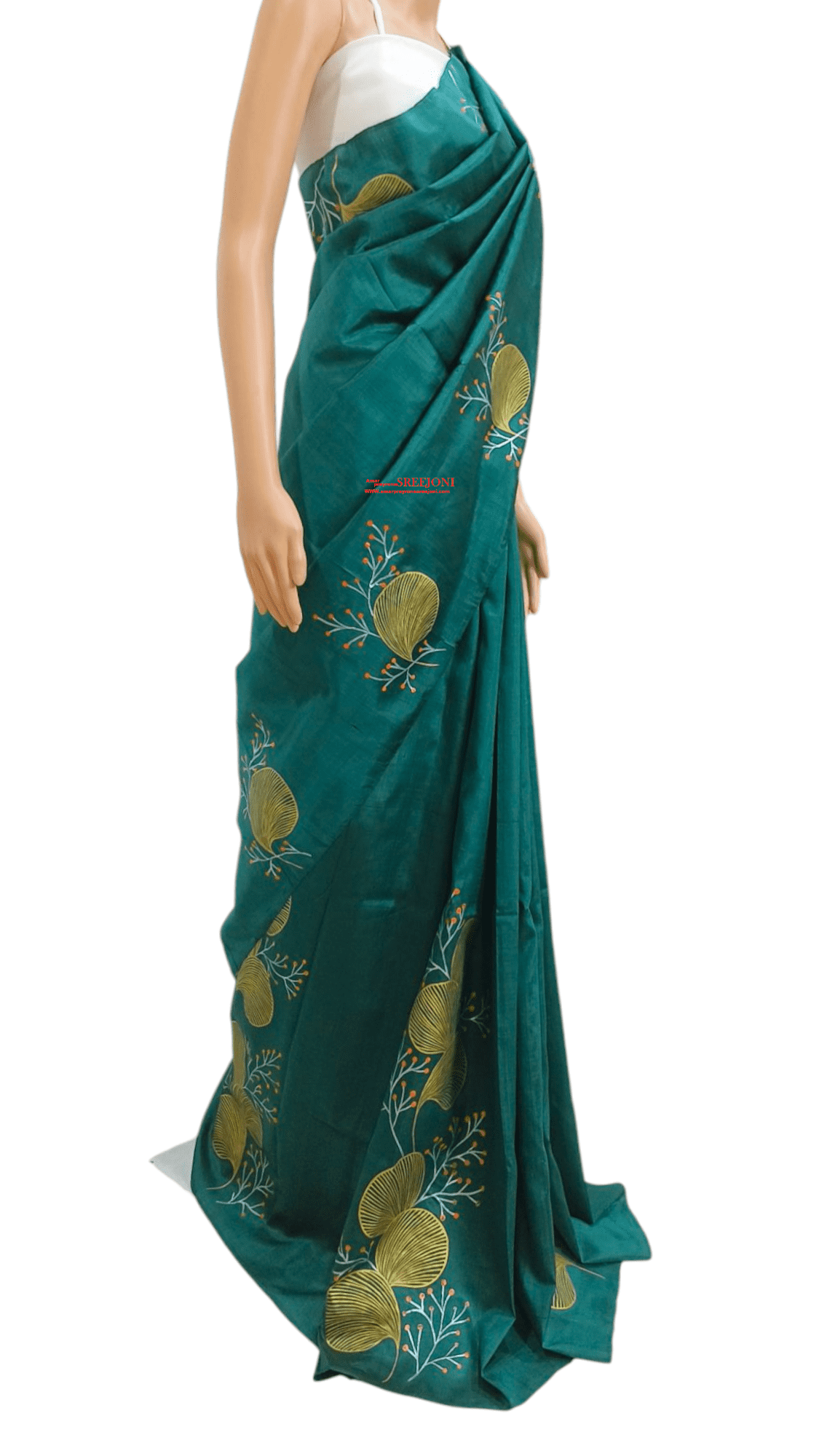 A Beautiful Hand Painted Febric Work Pure BishnuPuri Silk  Saree For Women And Girls
