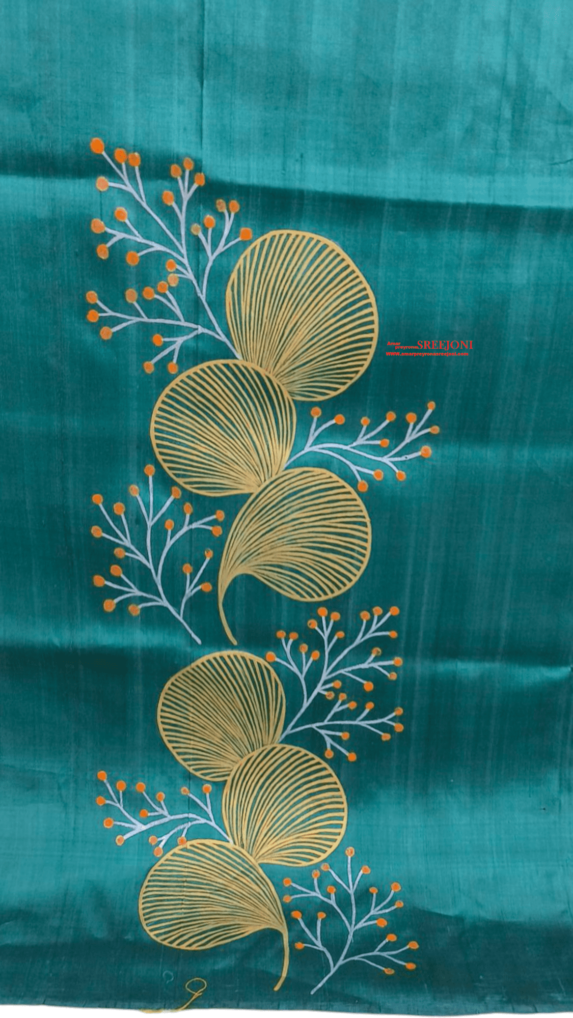 A Beautiful Hand Painted Febric Work Pure BishnuPuri Silk  Saree For Women And Girls