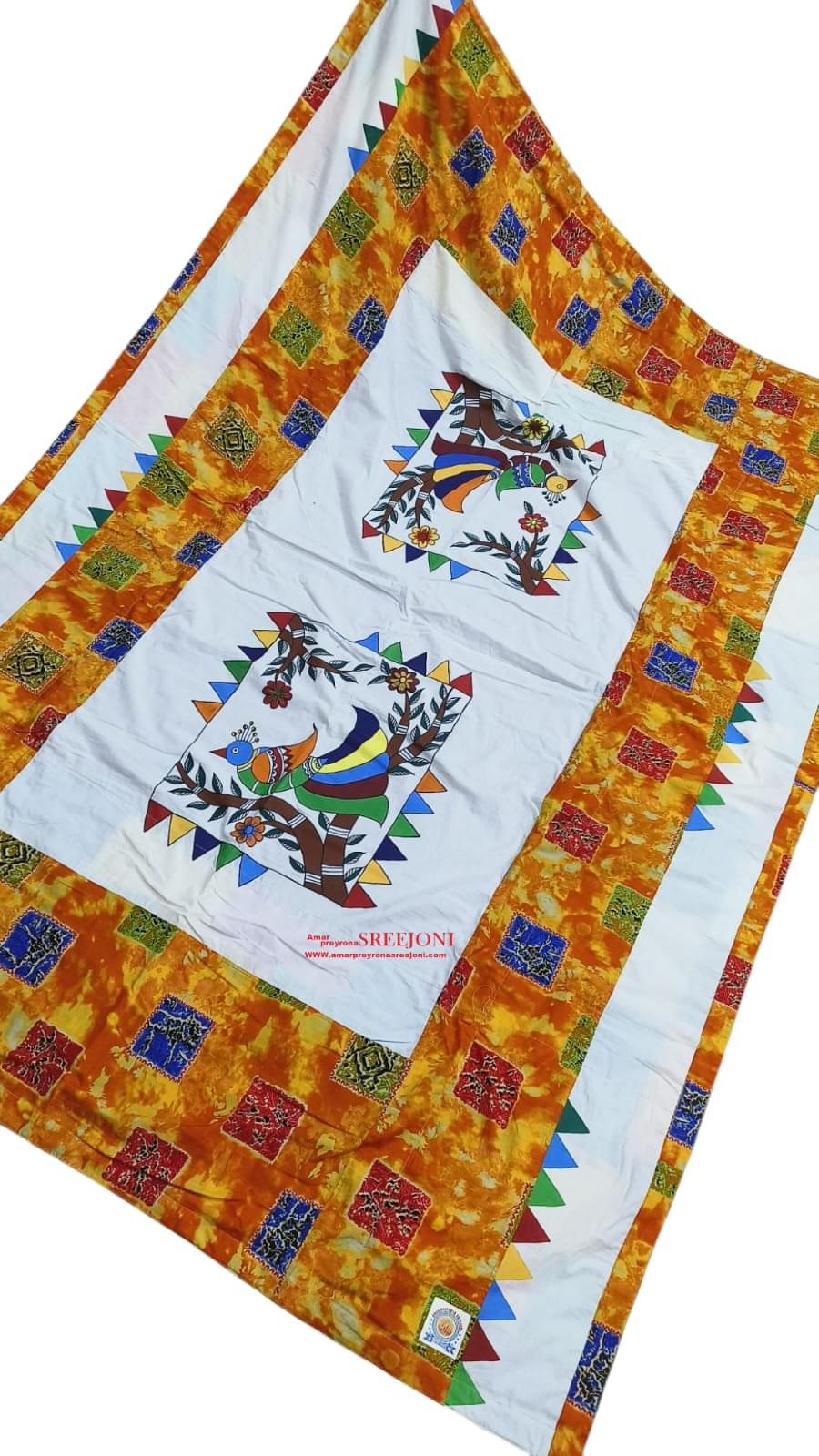 Premium Collection Hand Embroidery And Hand Painted Pure Cotton Both Side Usable Kantha