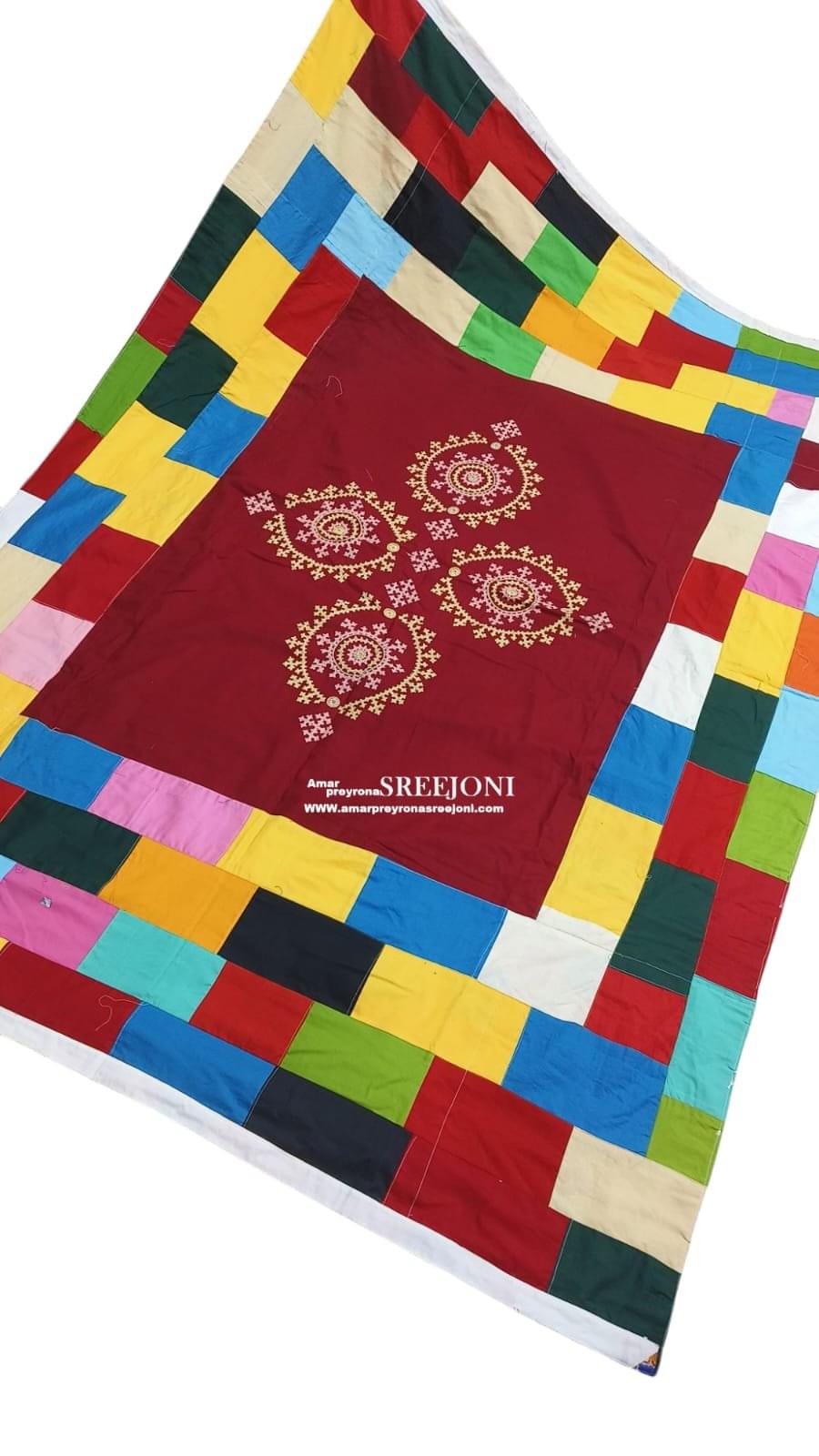 Premium Collection Hand Embroidery And Hand Painted Pure Cotton Both Side Usable Kantha