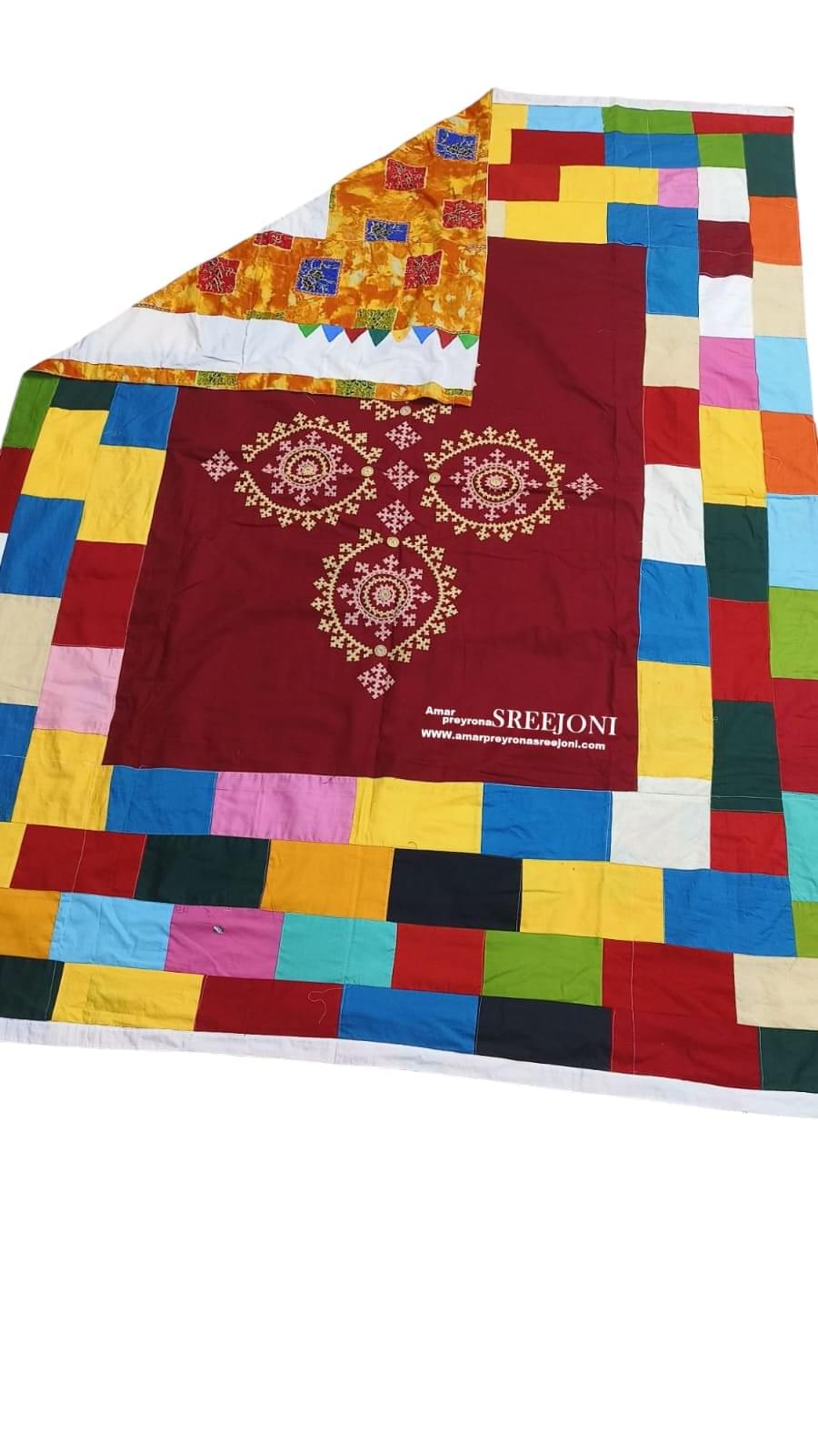 Premium Collection Hand Embroidery And Hand Painted Pure Cotton Both Side Usable Kantha
